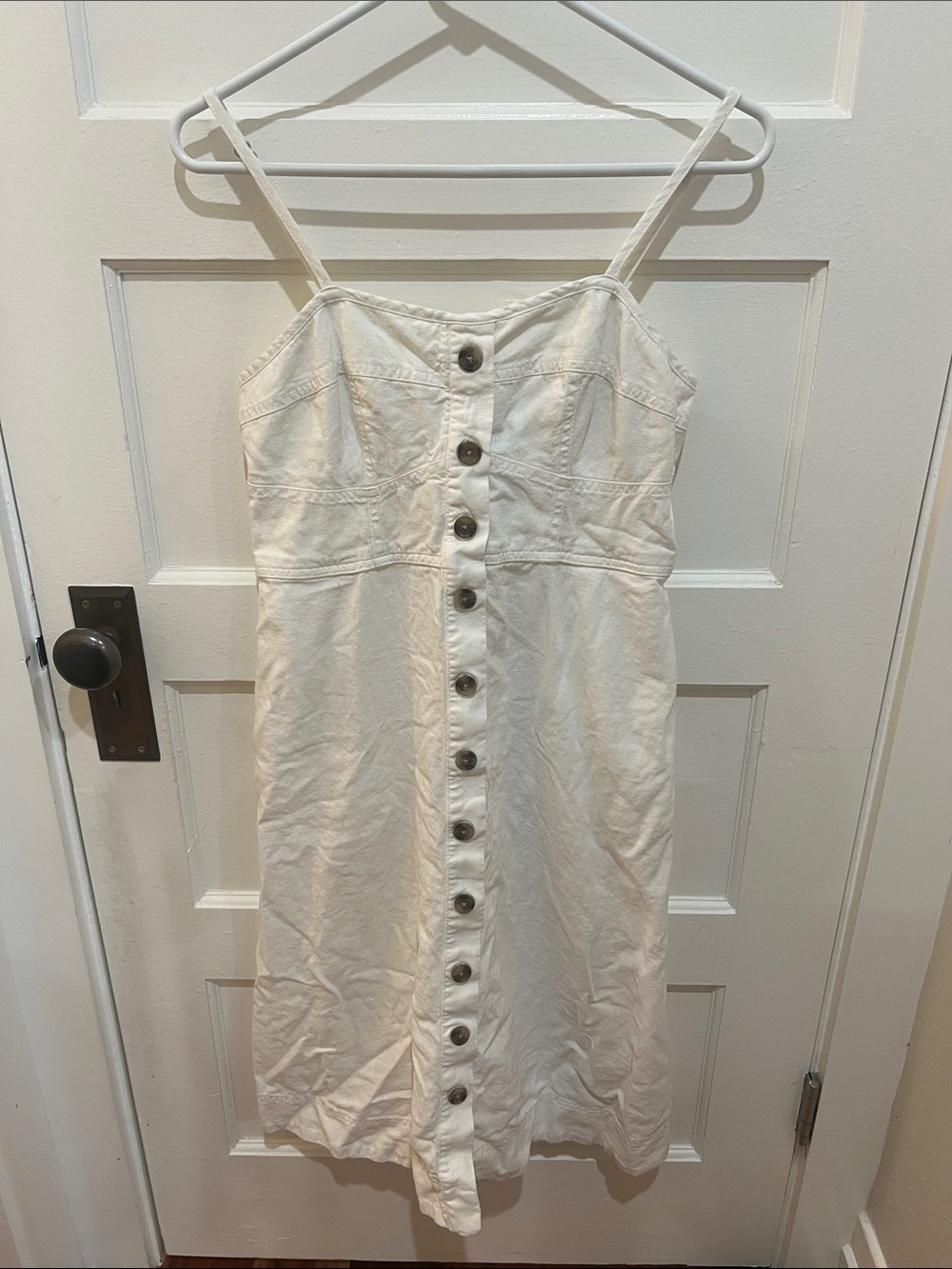 Universal Cream Button-Front Midi Sundress